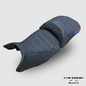 Housse de selle BMW GS 1200/1250 Entrelacé 4 Bleu et Rouge