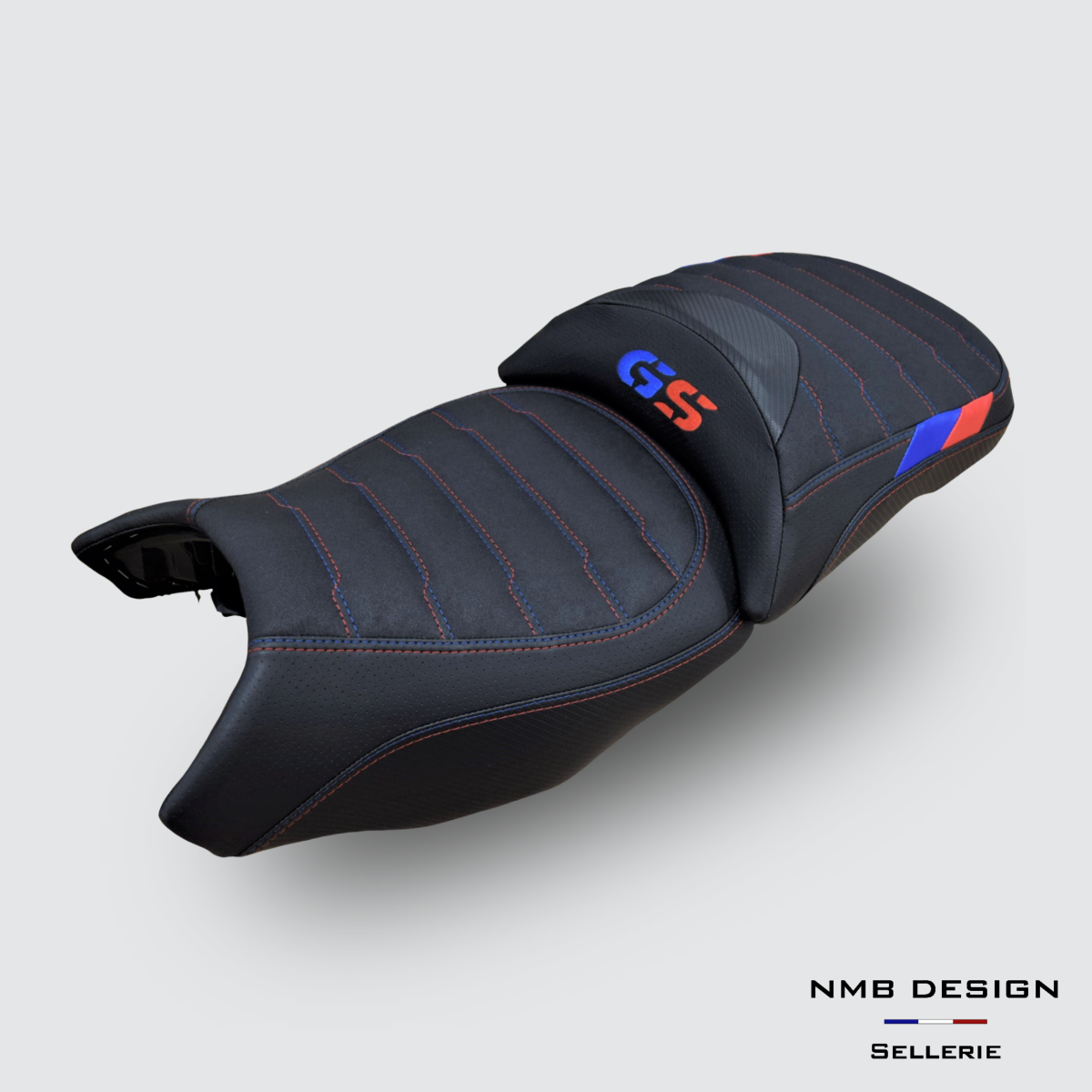 Housse de selle BMW GS 1200/1250 Entrelacé 4 Bleu et Rouge
