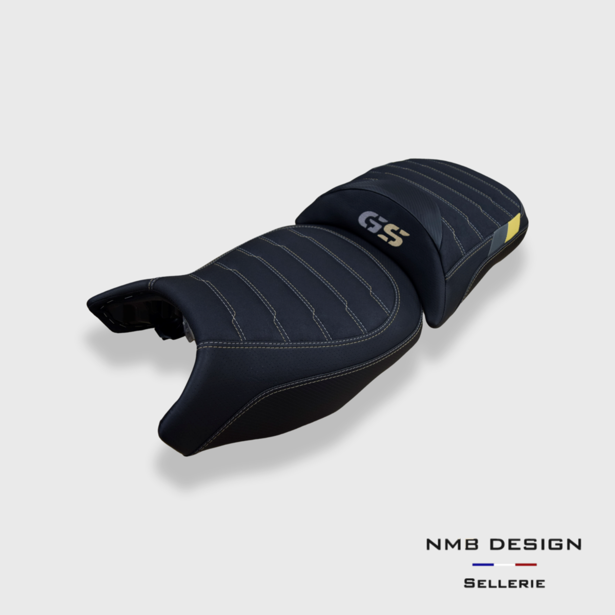 Housse de selle BMW GS 1200/1250 Entrelacé 4 Gris et Jaune